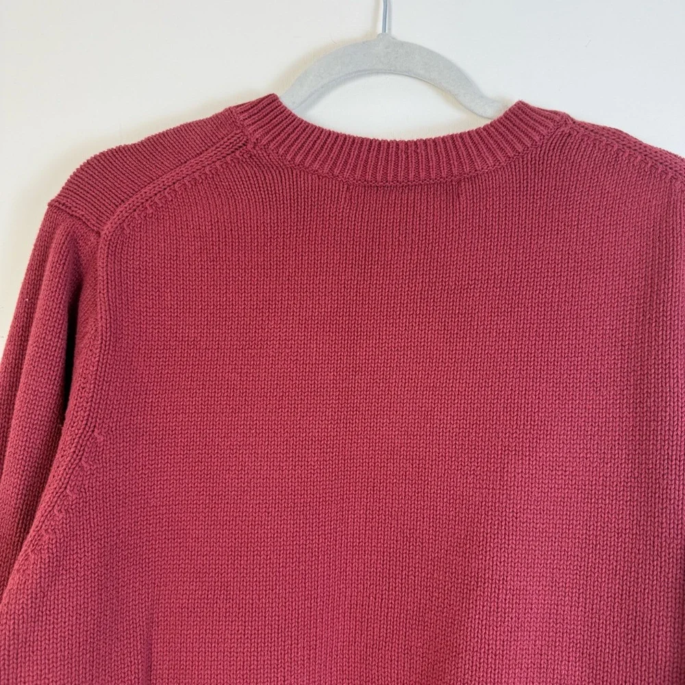 Reel Legends Men‎ Maroon V-Neck Sweater Fisherman 100% Cotton Ribbed Knitwear XL
